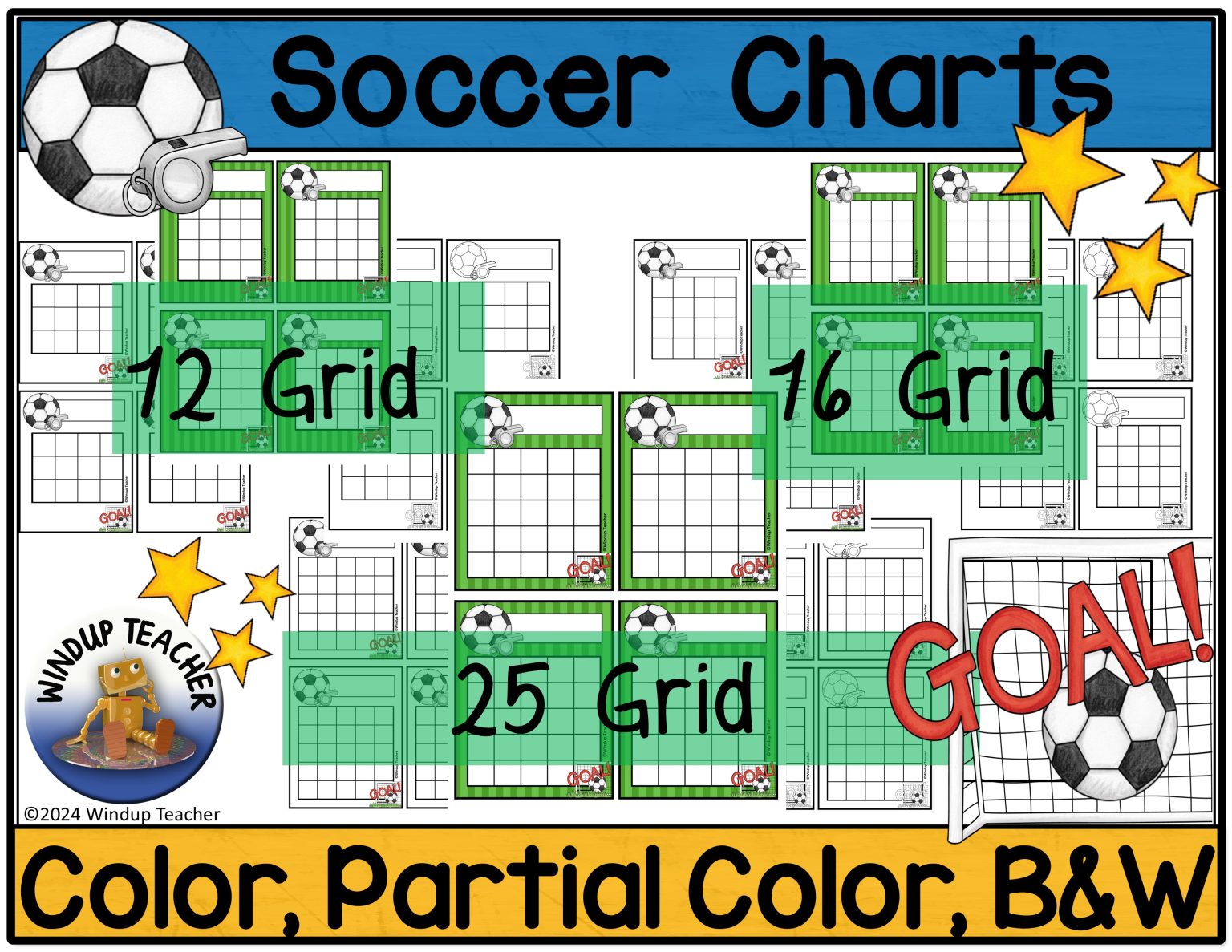 Soccer Sticker Reward Charts - Choices! 12 16 25 Boxes, Color, Black ...