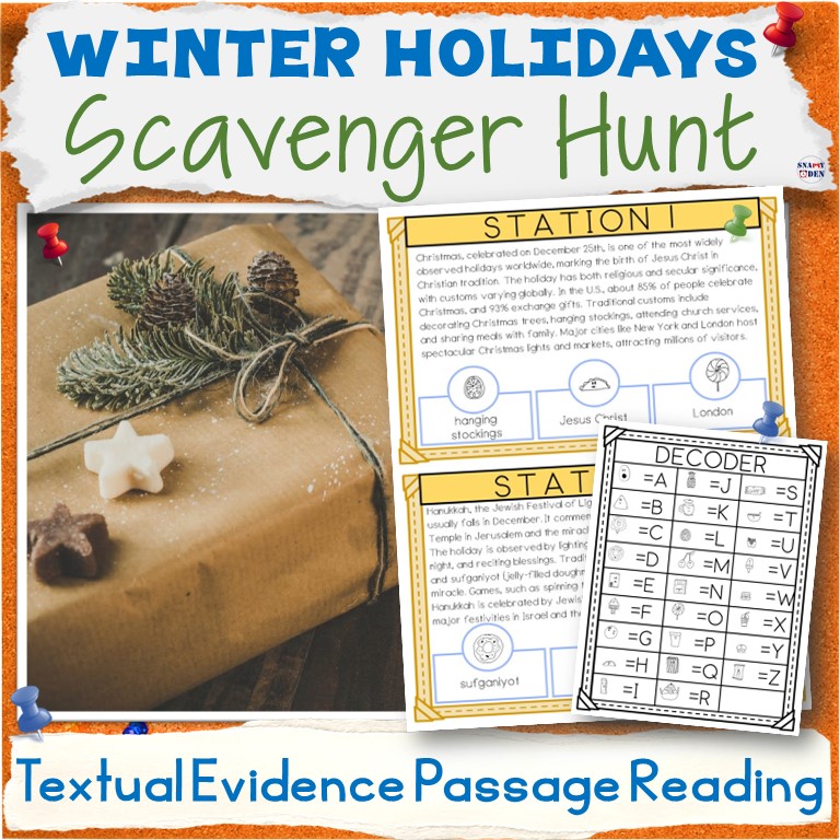 Winter Holidays Around The World Scavenger Hunt Reading Comprehension Passages