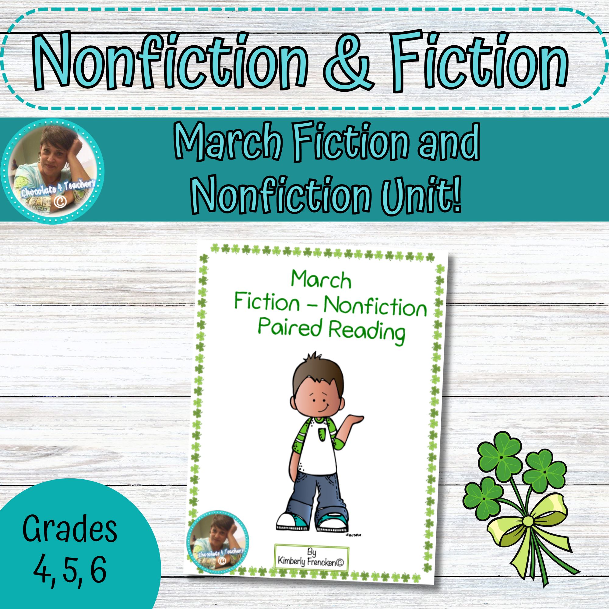 March Fiction & Nonfiction Paired Reading Passages, Task Cards, Sketch Notes