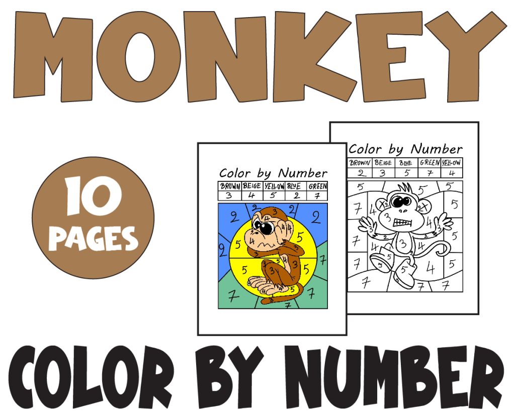 Monkey color By Number , Monkey Color By Number Activities | Made By ...