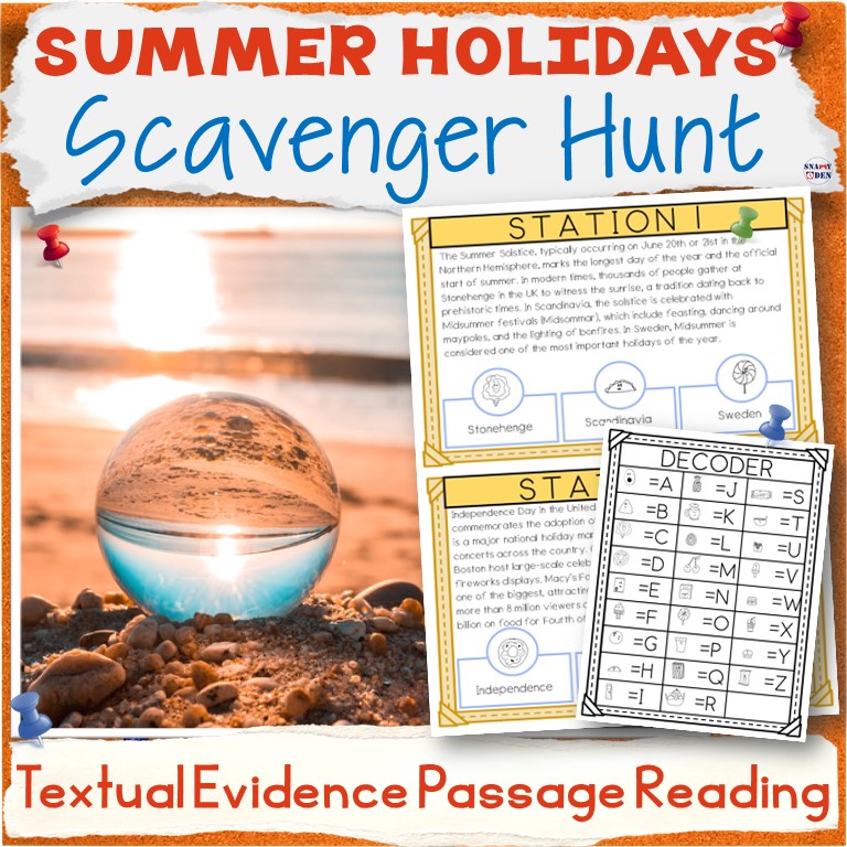 Summer Holidays Around The World Scavenger Hunt Reading Comprehension Passages