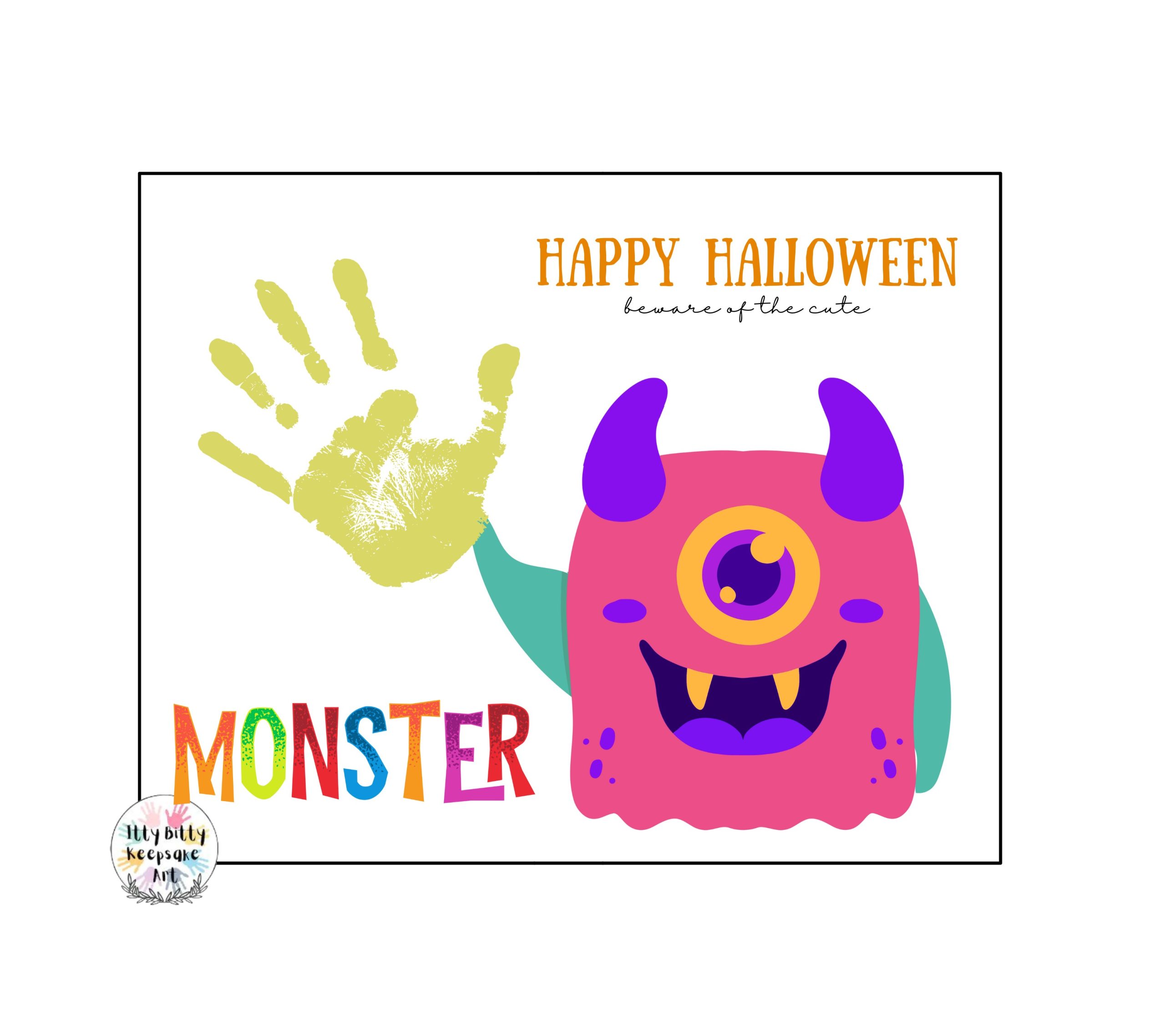 Halloween Monster Handprint Art Craft Printable Wall Art Template / Fall Craft / Autumn