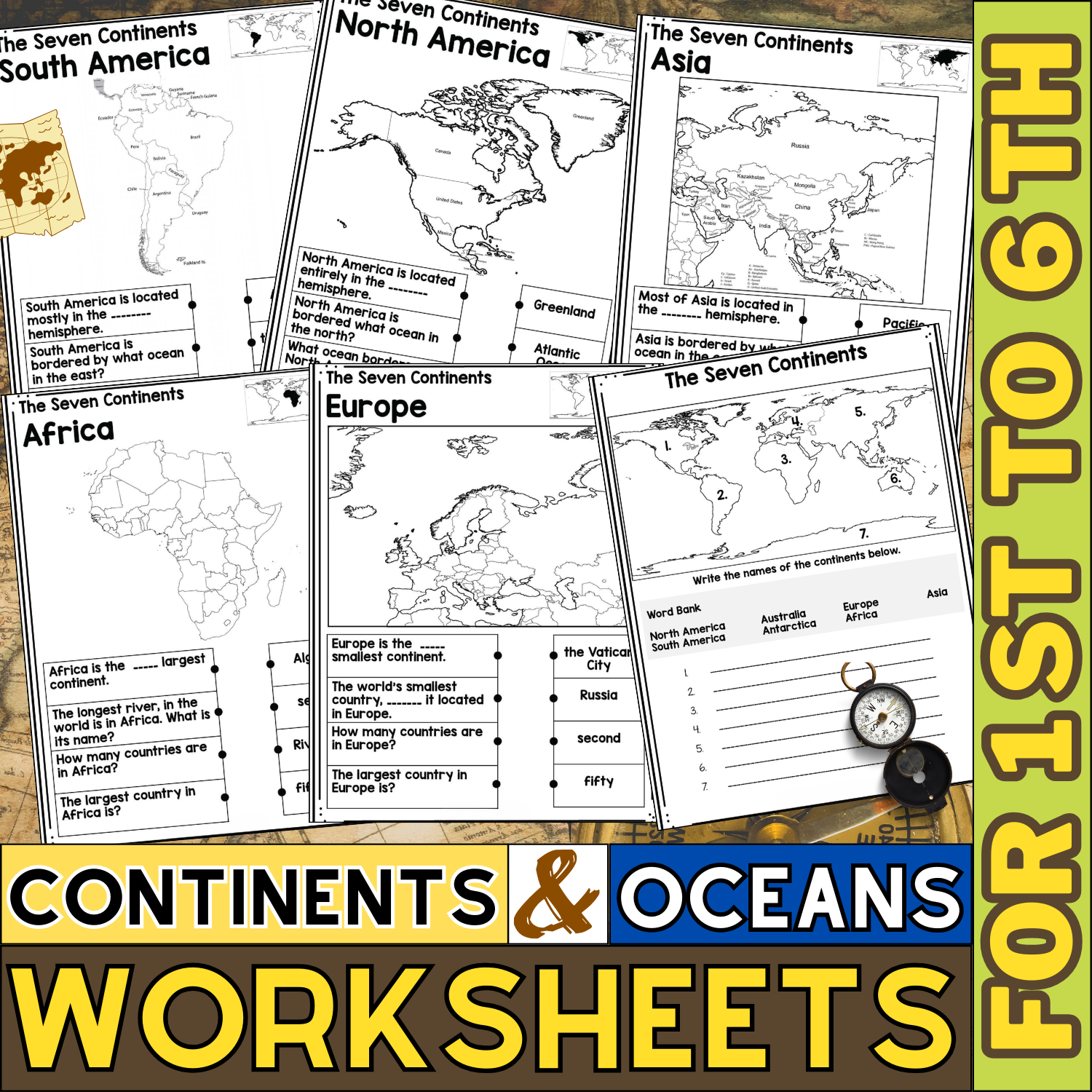 Continents and Oceans Worksheets | blank map | World Map with Countries