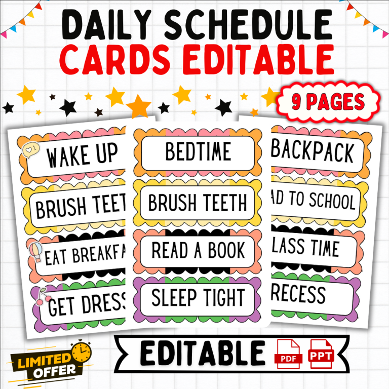 Daily Schedule Cards Editable | Classroom Organization | PreK-5th Grade ...