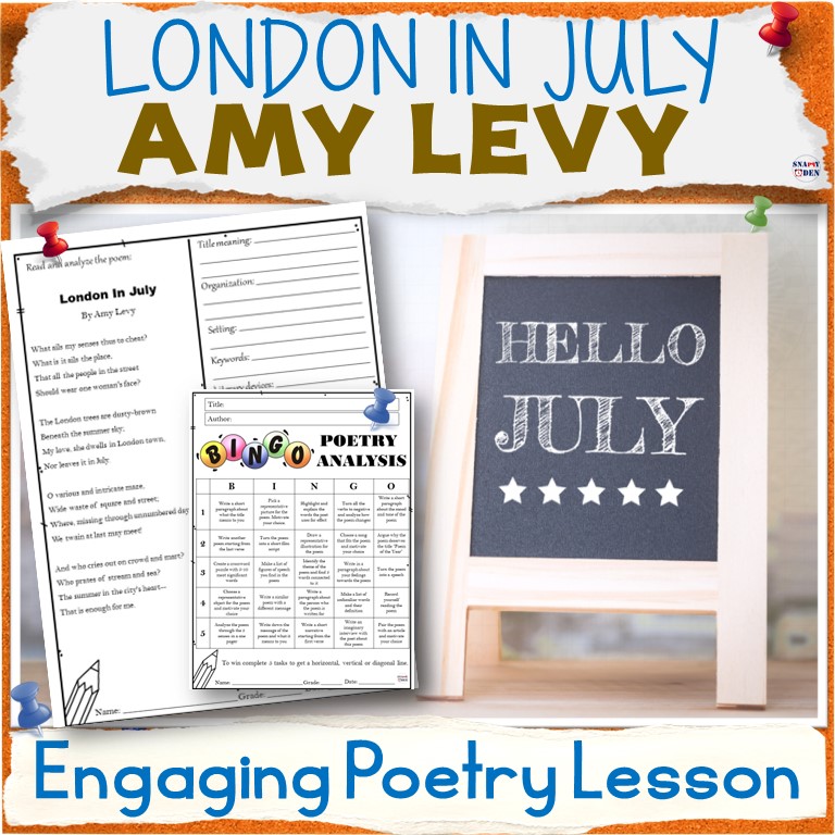 July Poem Lesson Summer Poetry Analysis Elements of Poetry Annotation Guide