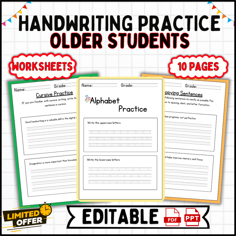Handwriting Practice for Older Students | Cursive Writing Worksheets