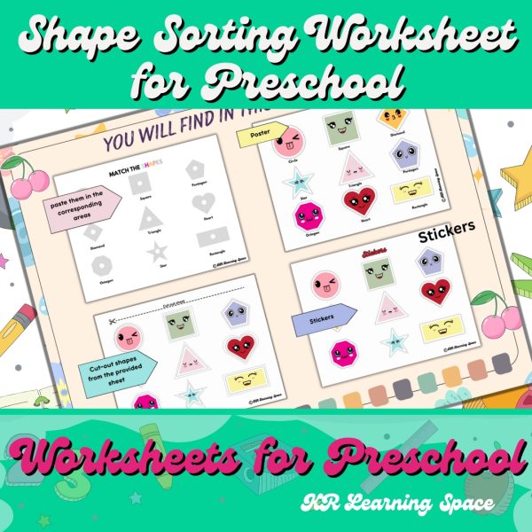 Shape Sorting Worksheet for Preschool, Shape Matching Activity, Digital ...
