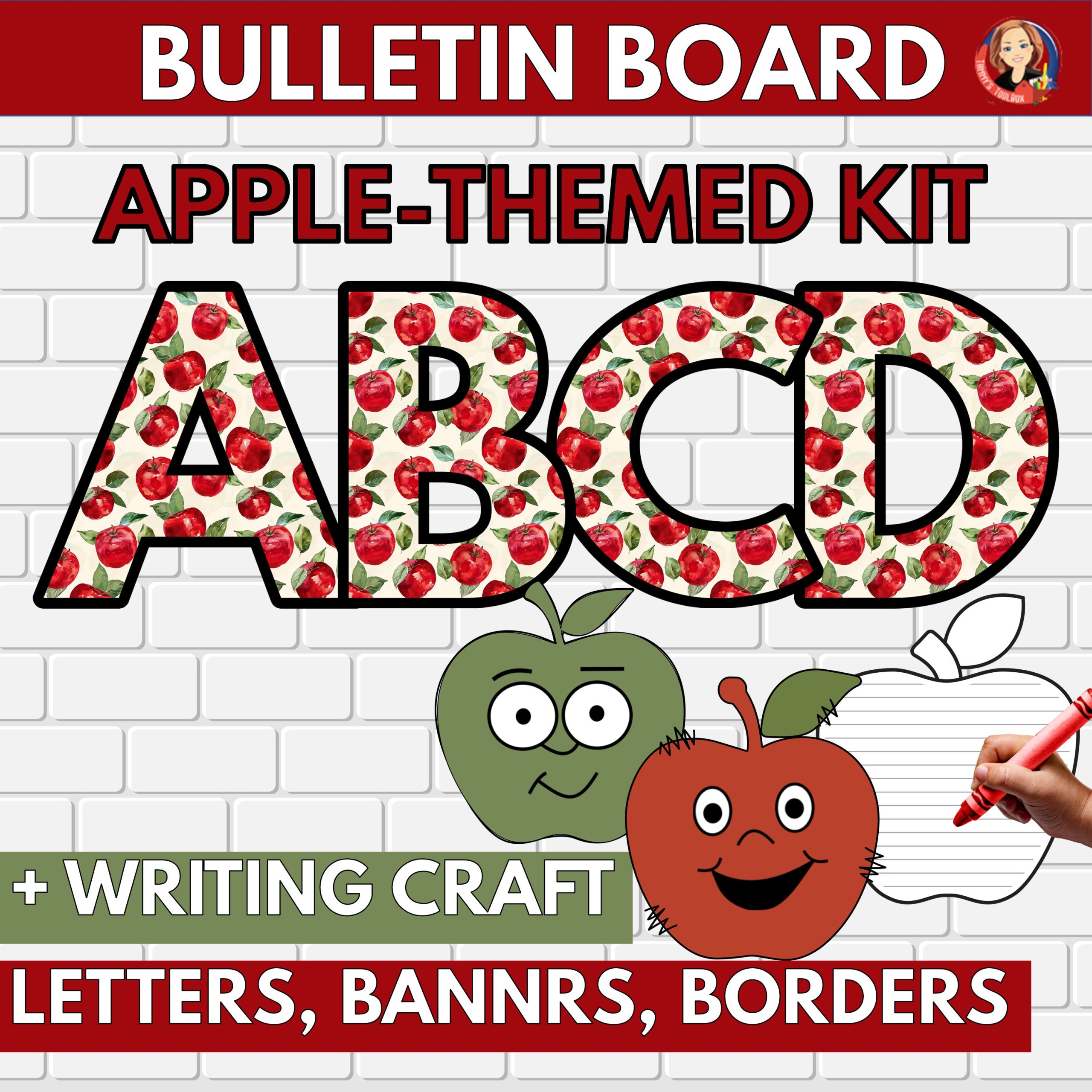 Apples Fall Bulletin Board Kit and Classroom Decor with Apple Craft Template