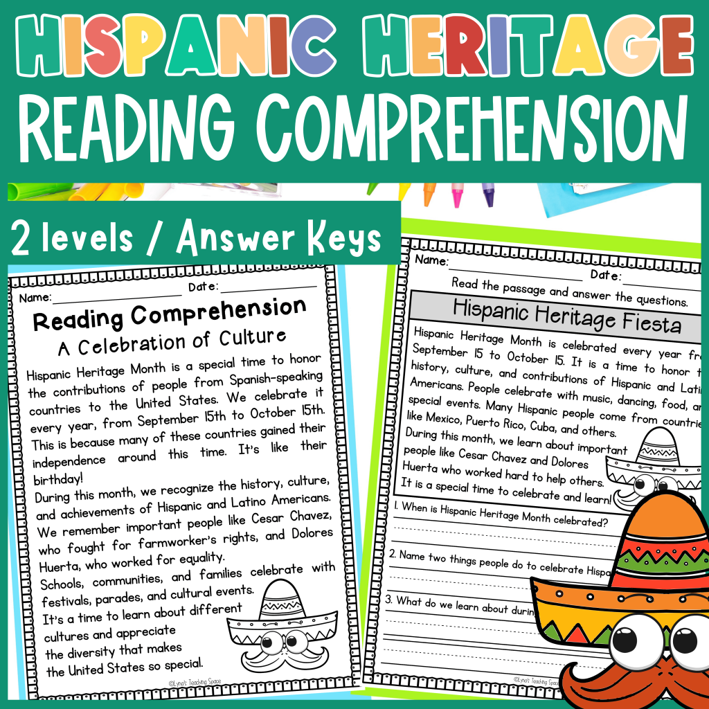 Hispanic Heritage Month Reading Comprehension Passages & Questions | 2 ...