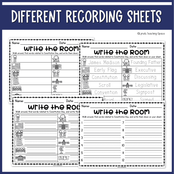 U.S. Constitution Day Write the Room Center Activities | Worksheets ...