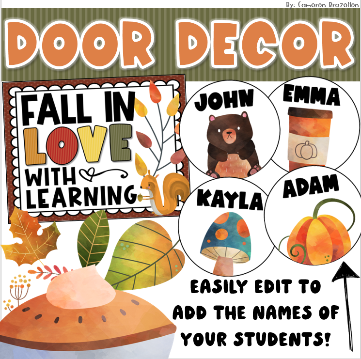 Door Decorations Bulletin Board Display Fall Autumn Theme EDITABLE