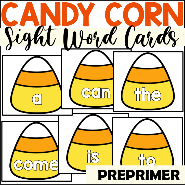 Candy Corn Preprimer Sight Word Cards