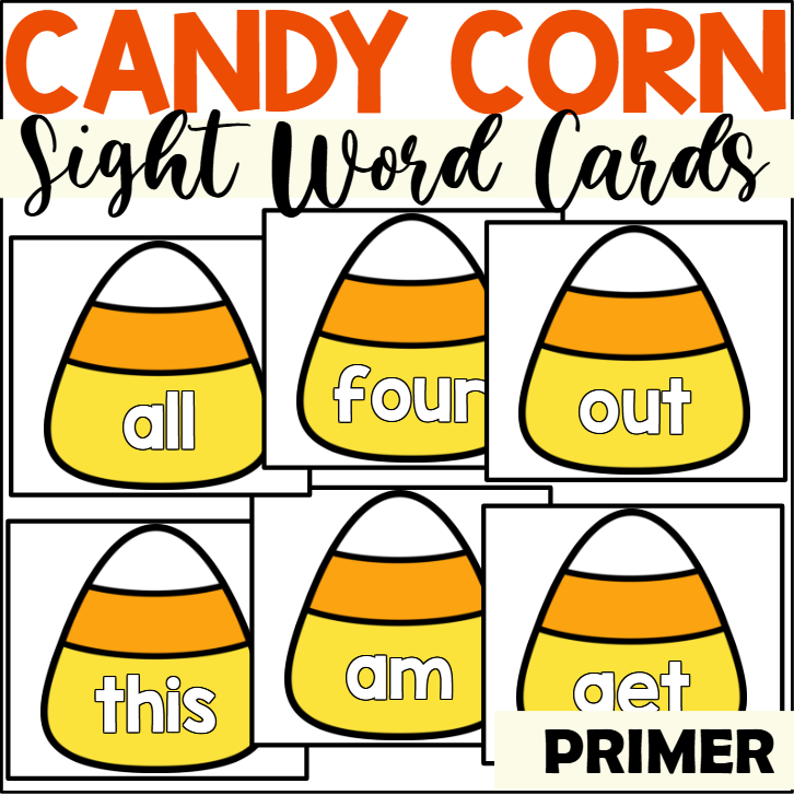 Candy Corn Primer Sight Word Cards
