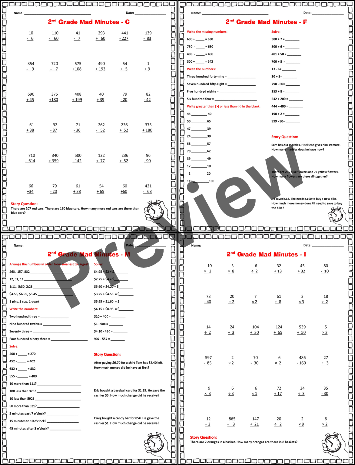 1st, 2nd, 3rd & 4th Grade Math Review | Multiplication, Division ...