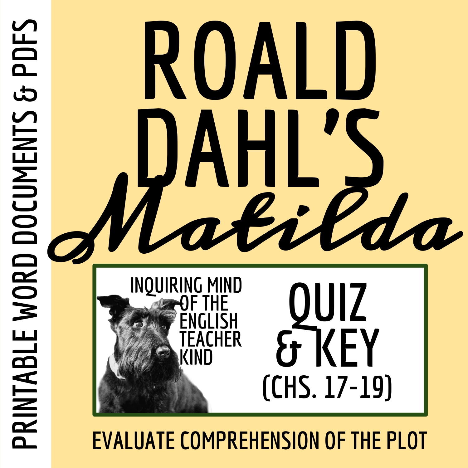 Matilda by Roald Dahl Quiz and Answer Key (Chapters 17, 18, and 19)