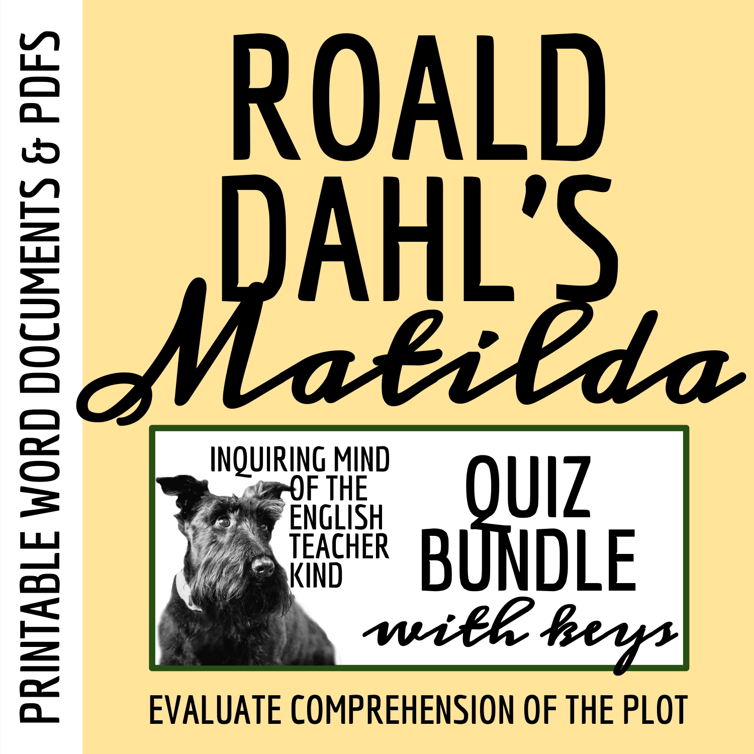 Matilda by Roald Dahl Quiz and Answer Key Bundle (Printable Assessments)
