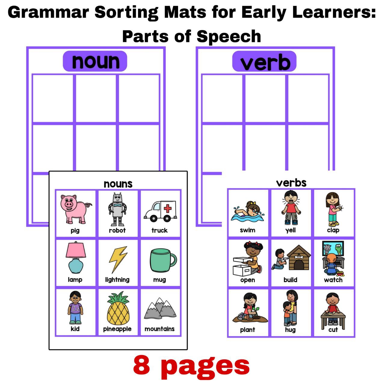 Grammar Sorting Mats for Early Learners: Parts of Speech