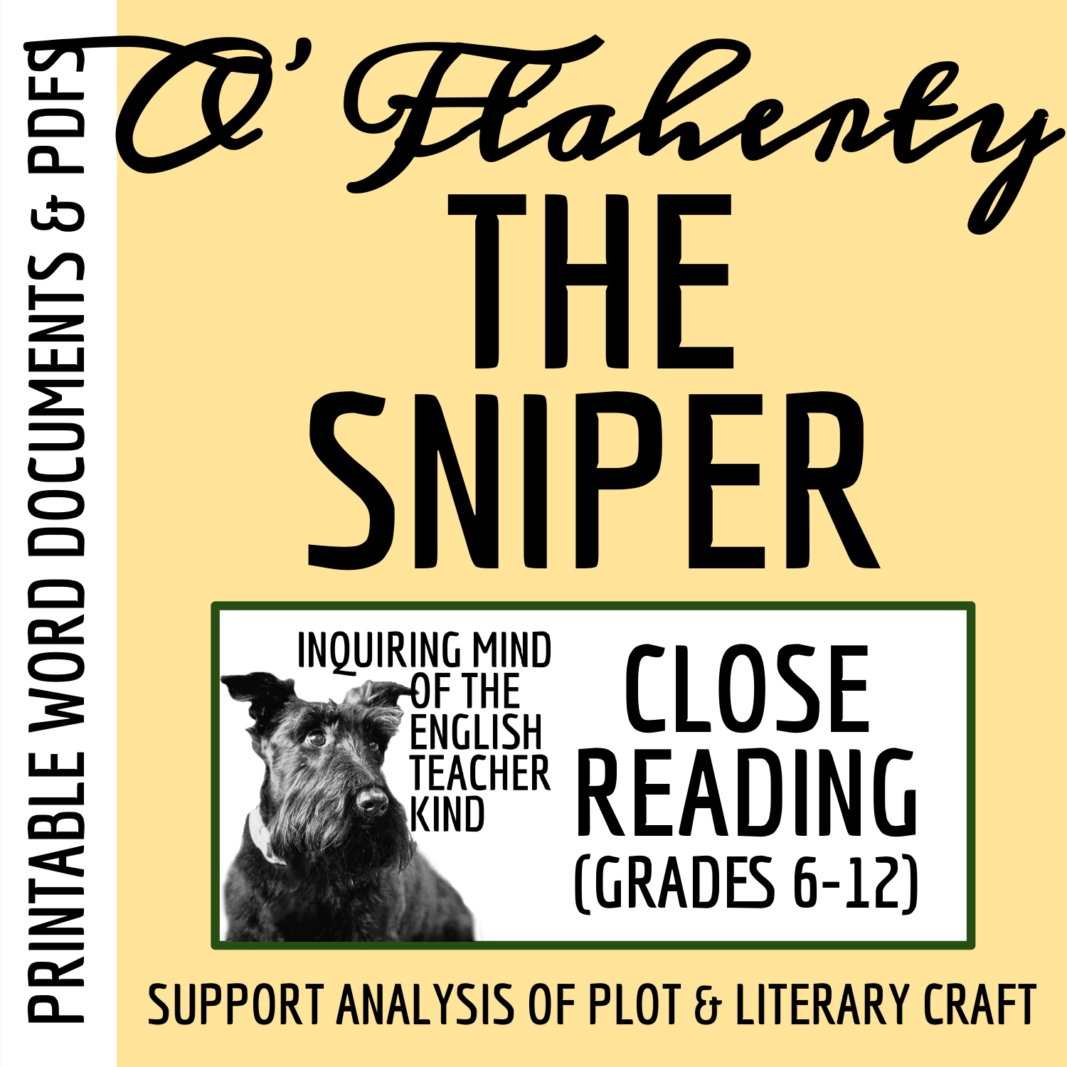 "The Sniper" by Liam O'Flaherty Close Reading Analysis Worksheet for High School