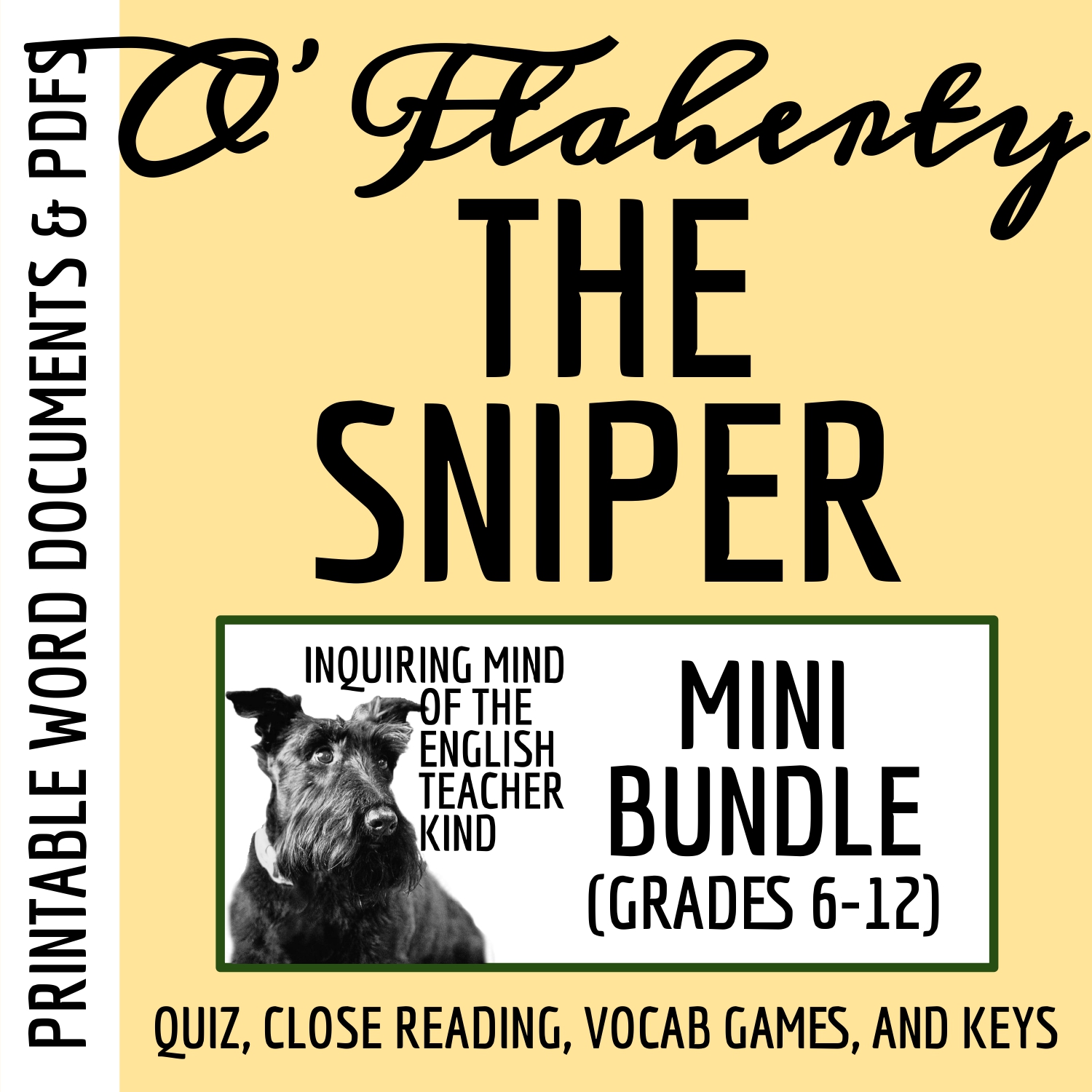 "The Sniper" by Liam O'Flaherty Quiz, Close Reading, and Vocabulary Games (Bundle)