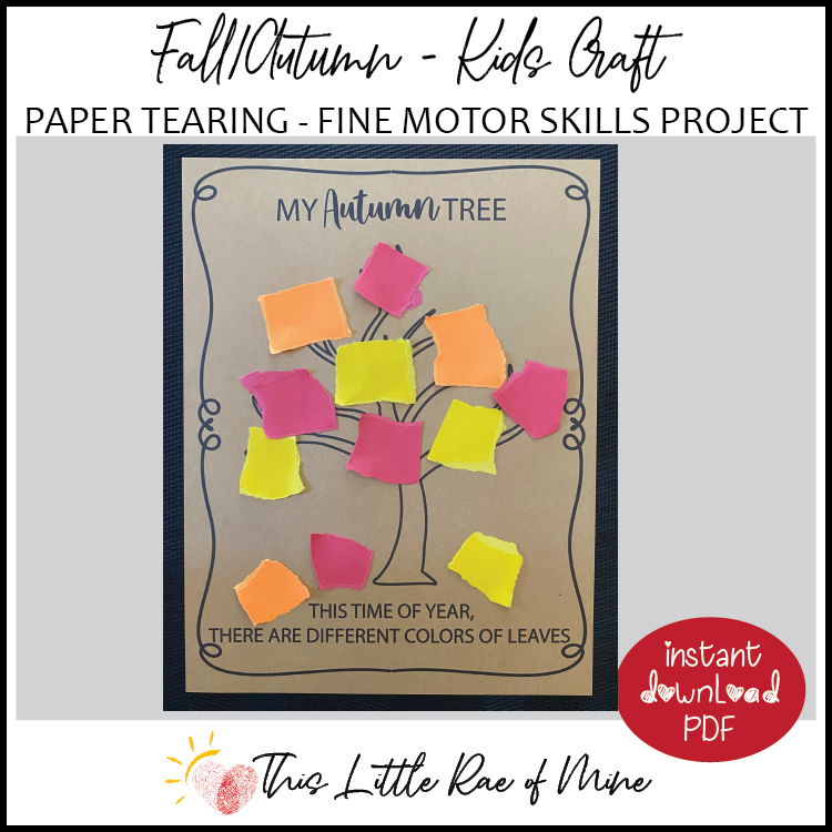 My Autumn Tree - Fall - paper tearing - printable - fine motor skills