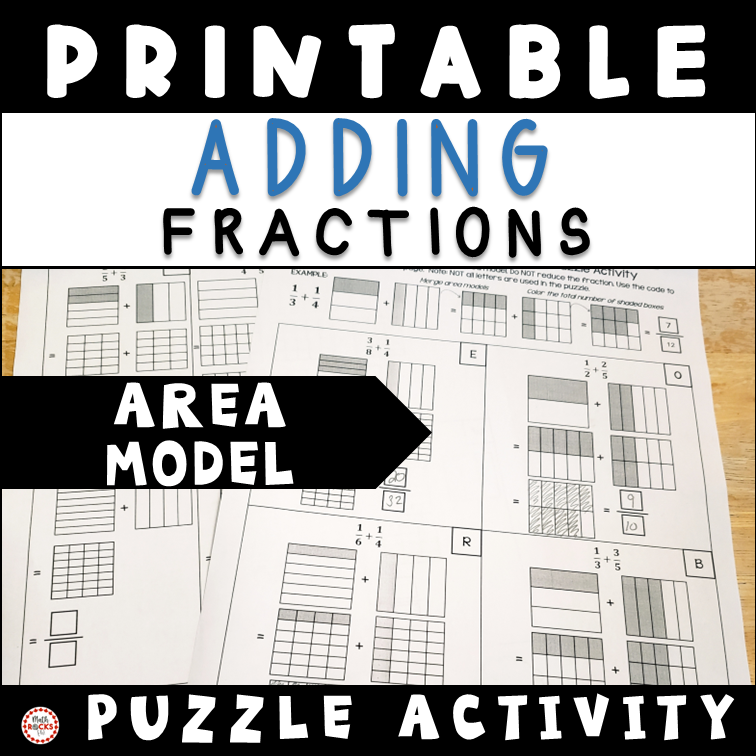 Adding Fractions Visual Area Model Fractions 3rd Grade Printable Puzzle Activity