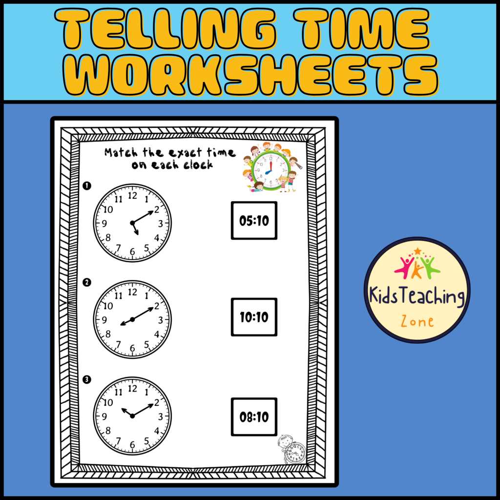 Telling Time Worksheets, Match & Color the correct time - Made By Teachers