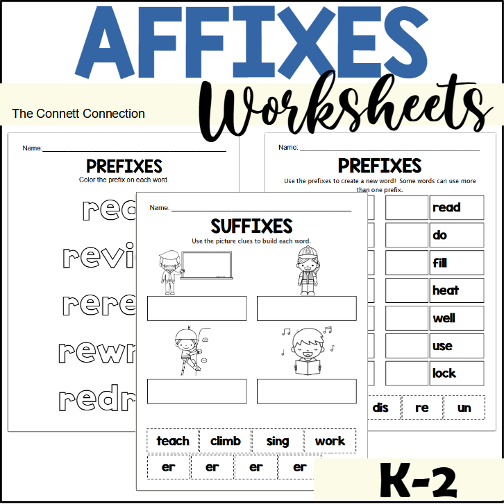 Affixes Worksheets for Prefixes and Suffixes