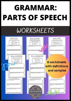Parts of Speech Worksheets for Middle School and High School