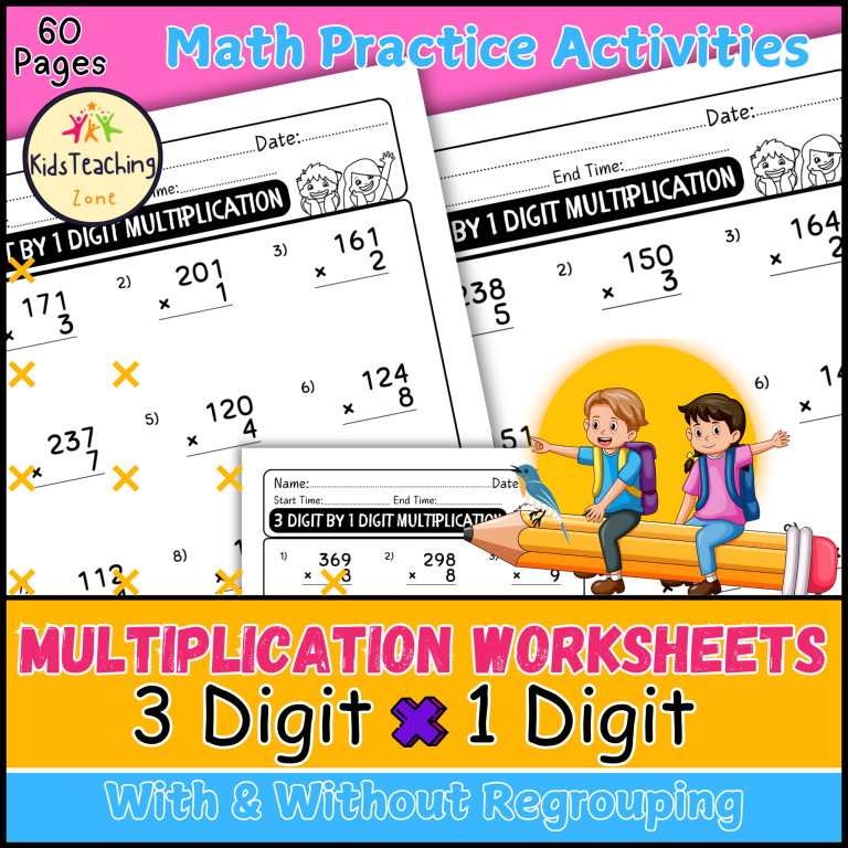 Exploring Math Possibilities 3 Digit by 1 Digit Multiplication Practice Worksheets | Made By Teachers