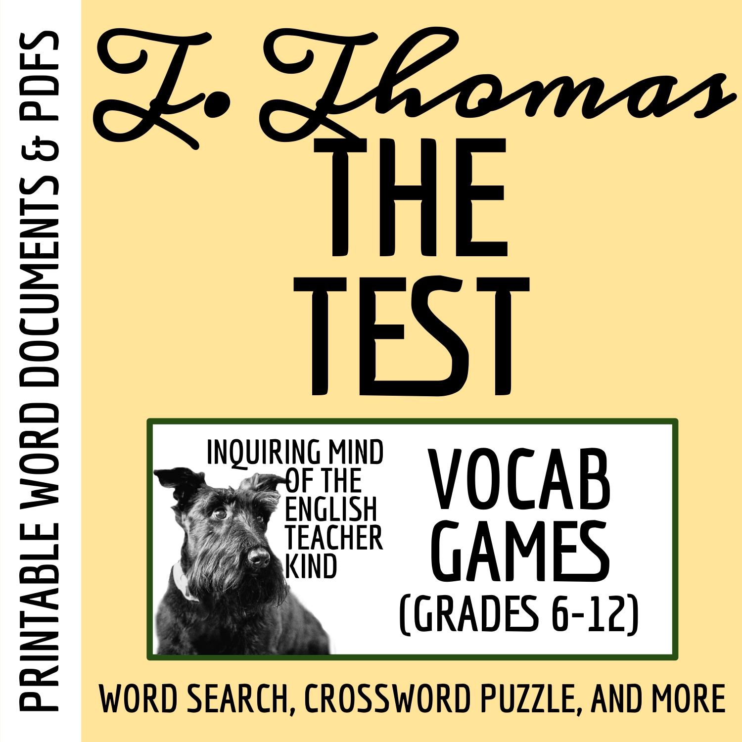 "The Test" by Theodore Thomas Vocabulary Games for High School