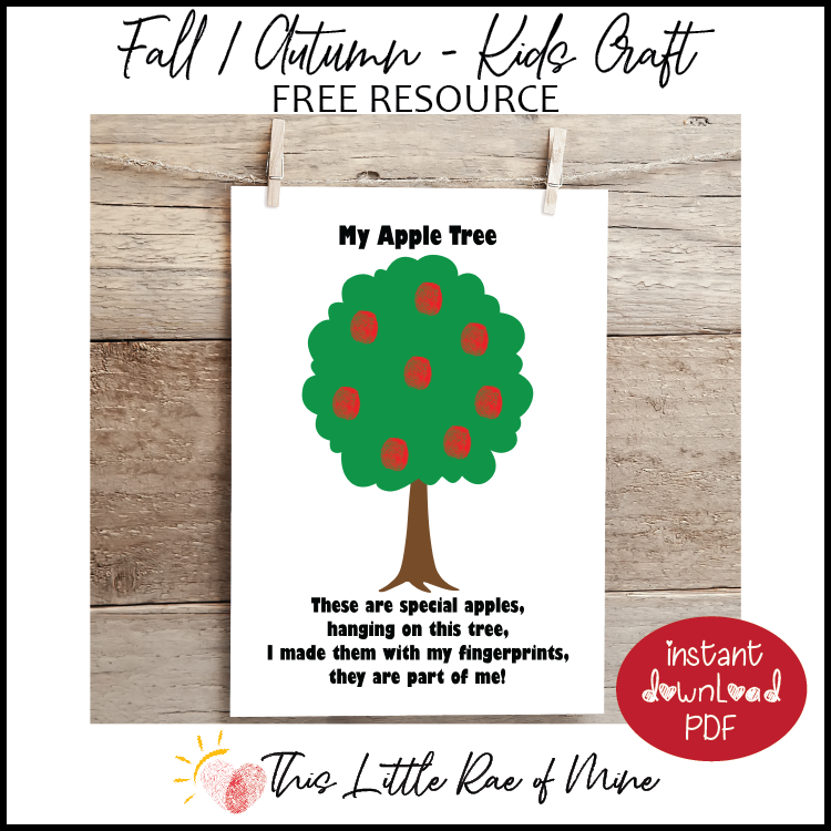 My Apple Tree - Fall - Autumn - fingerprint Art - printable - keepsake - FREEBIE