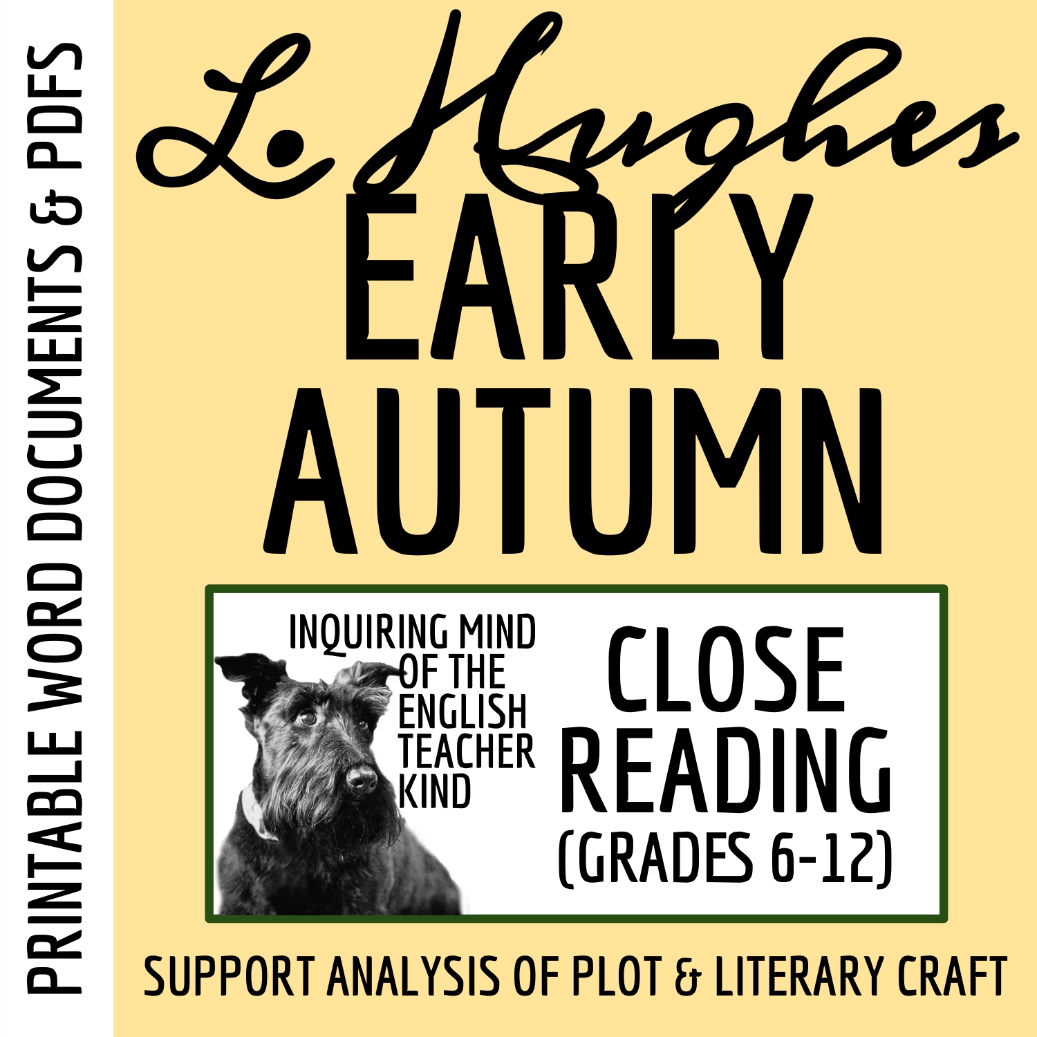 "Early Autumn" by Langston Hughes Close Reading Analysis Worksheet
