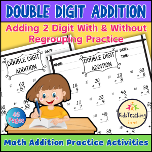 2 Double Digit Addition Worksheets With and Without Regrouping