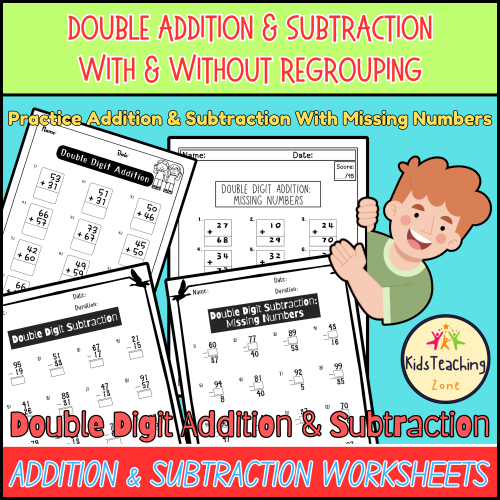 Double Digit Addition & Subtraction Worksheets With & Without ...