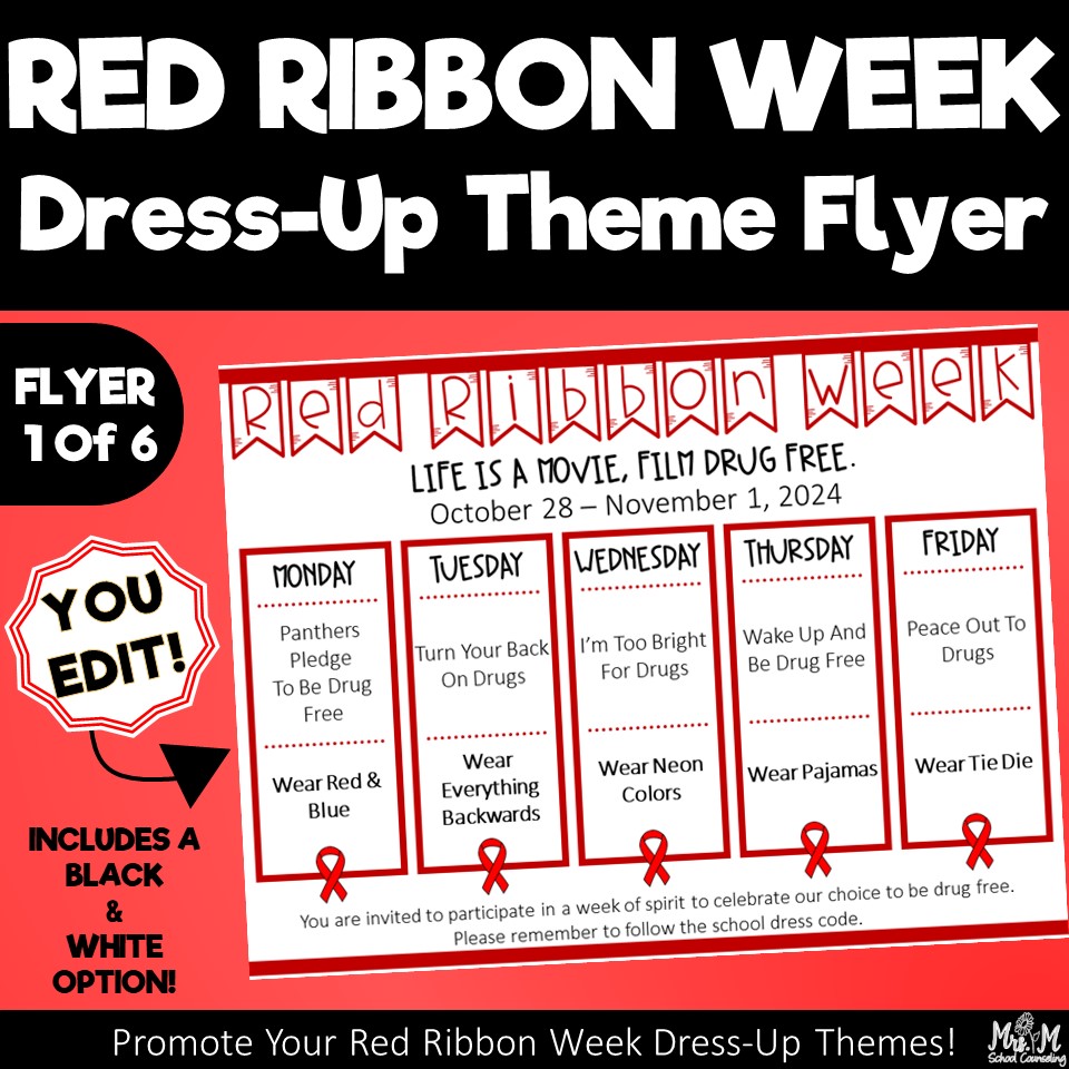 Red Ribbon Week Dress-Up Theme Flyer - Edit In PowerPoint (Style 1 of 6) | Made By Teachers Red Ribbon Week Dress-Up Theme Flyer - Edit In PowerPoint (Style 1 of 6) | Made By Teachers