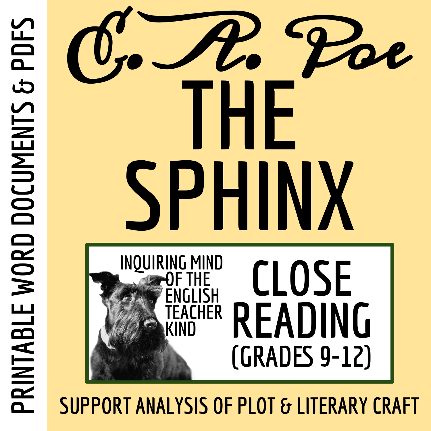 "The Sphinx" by Edgar Allan Poe Close Reading Analysis Worksheet