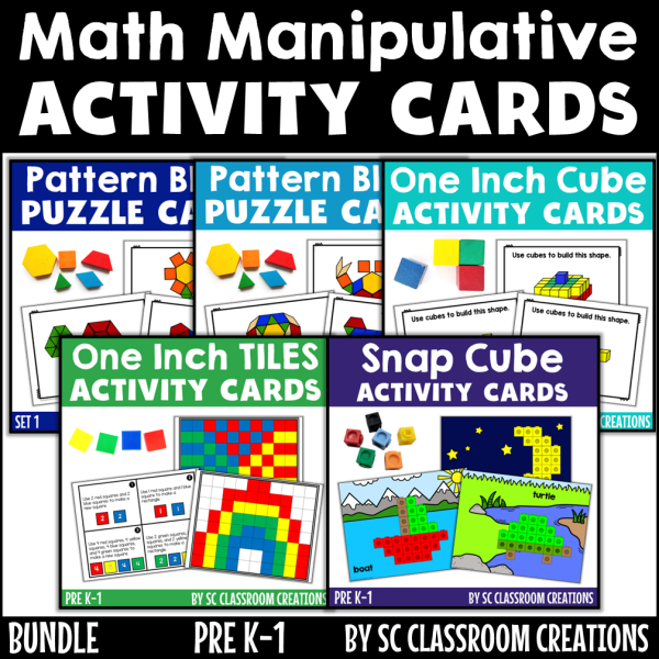 Math Manipulatives Design Cards Bundle (Task Cards) | Made By Teachers