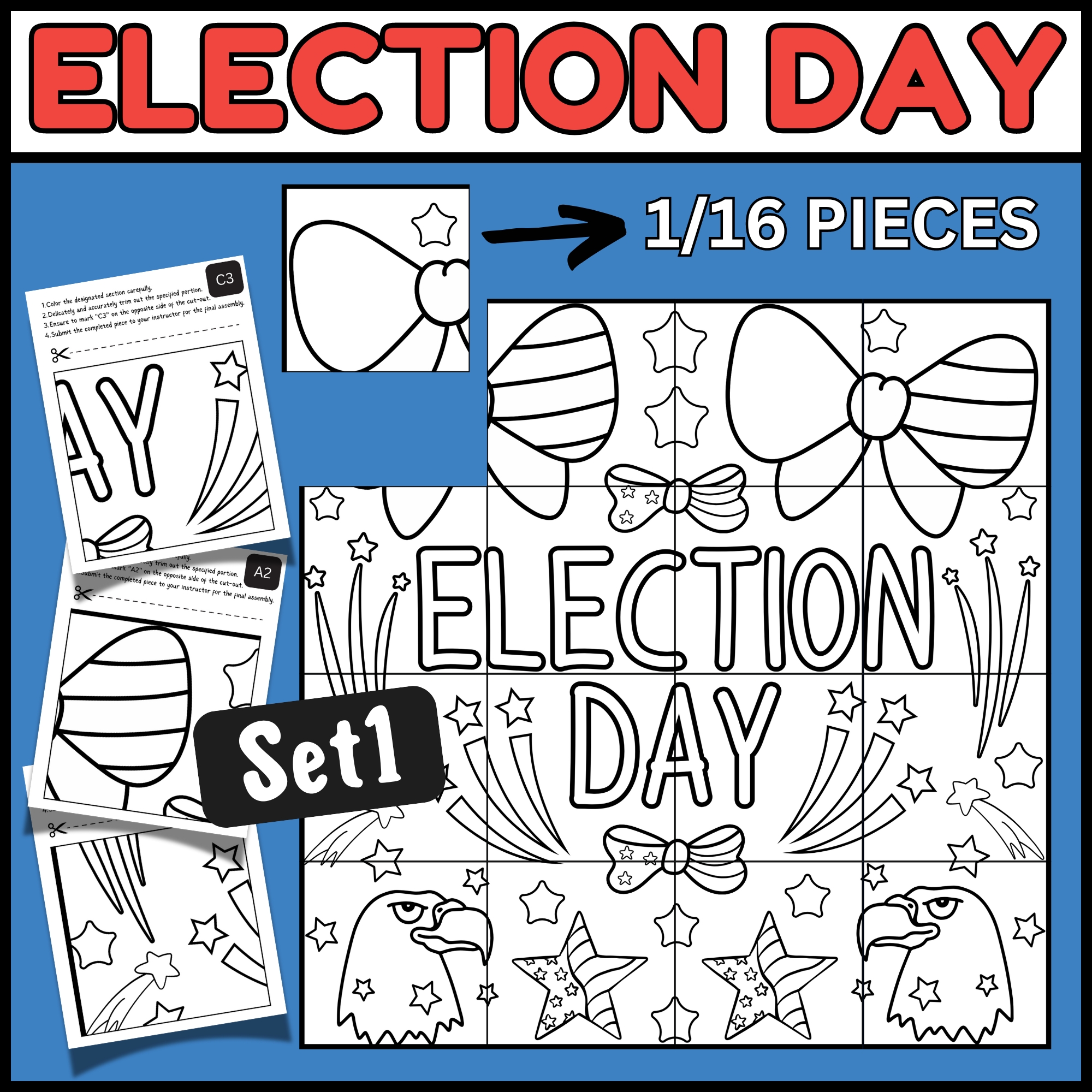Election Day 2024 Collaborative Coloring Posters Bundle | President's ...