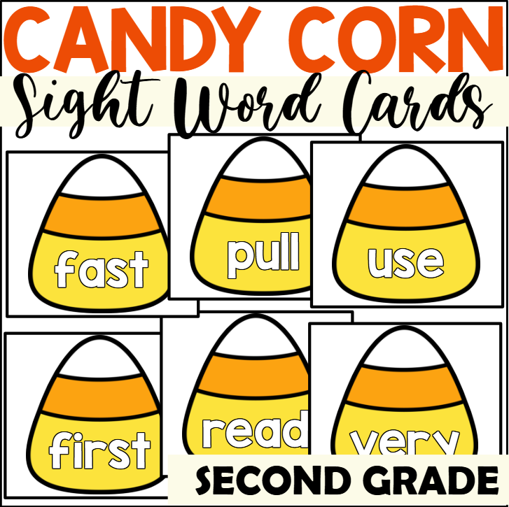 Candy Corn Sight Word Cards for Second Grade