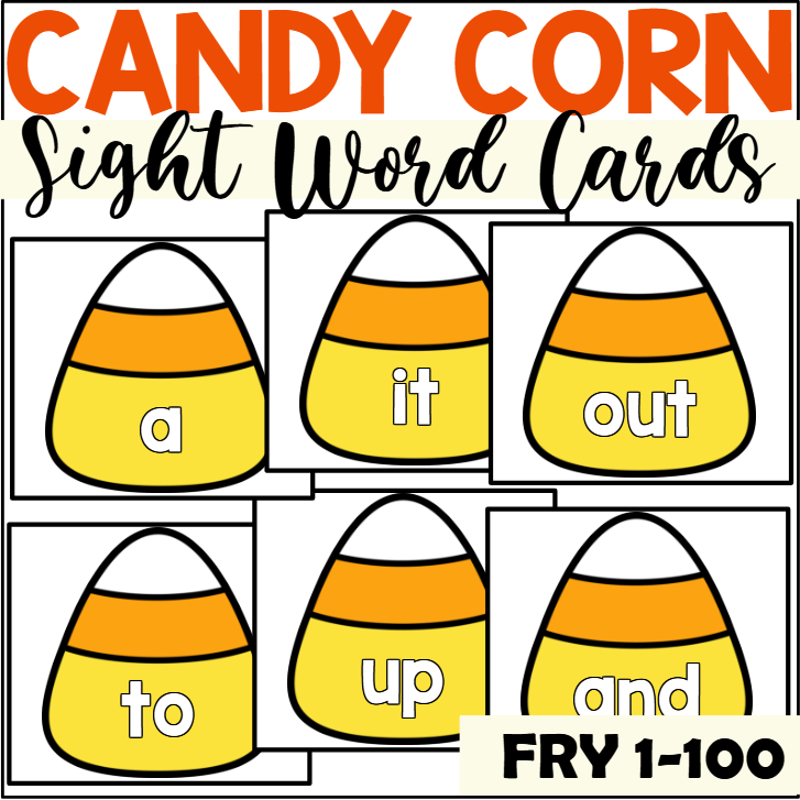 Candy Corn Sight Word Cards for Fry 1-100