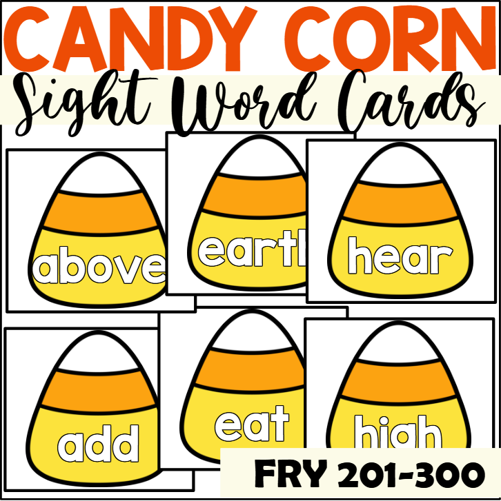 Candy Corn Sight Word Cards for Fry 201-300