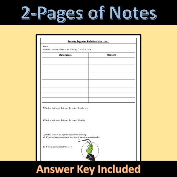 Proving Segment Relationships Geometry Guided Notes for Logic and ...