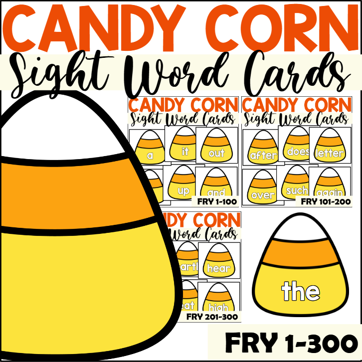 Candy Corn Sight Word Cards for Fry 1-300