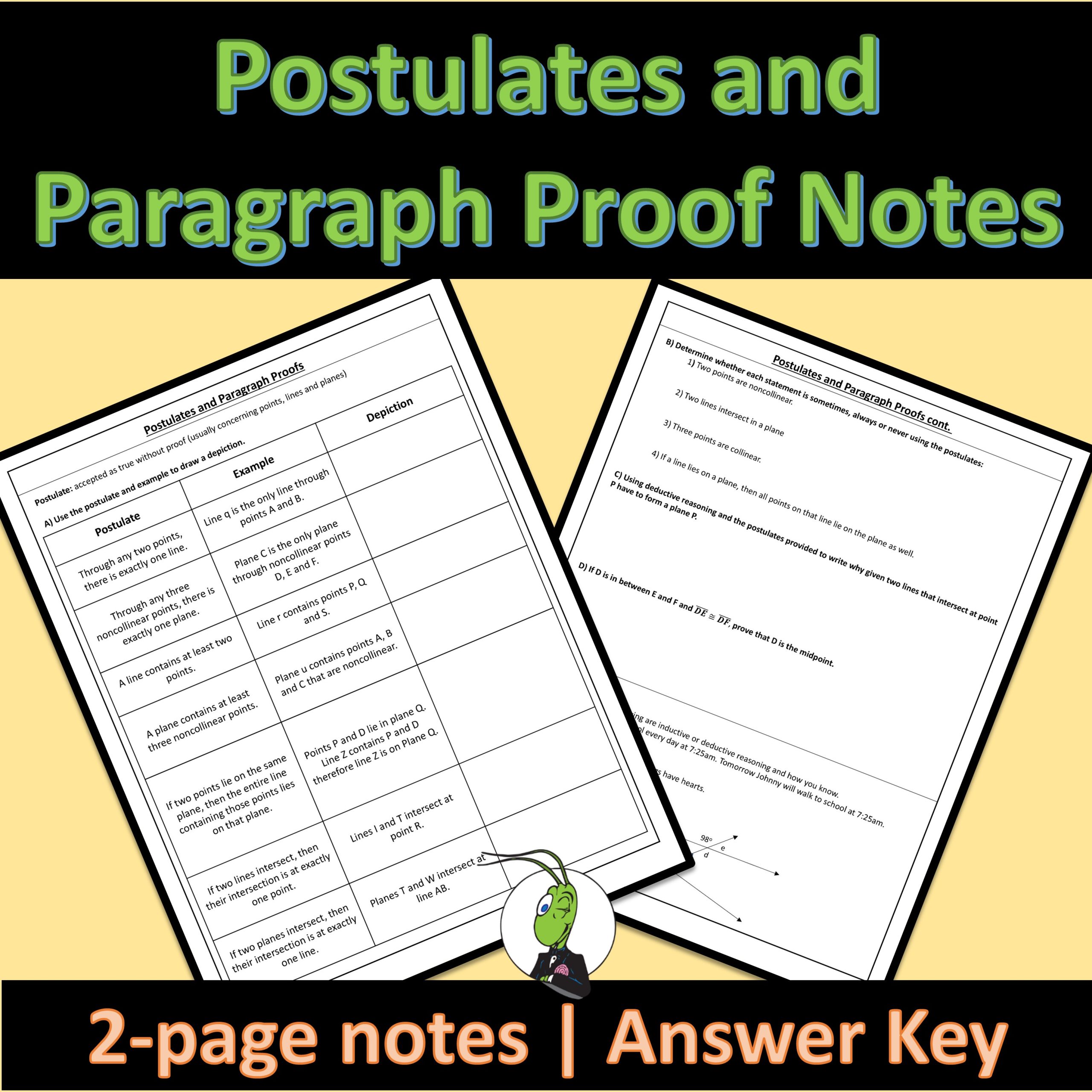 Postulates and Paragraph Proofs Geometry Guided Notes for Logic and Reasoning