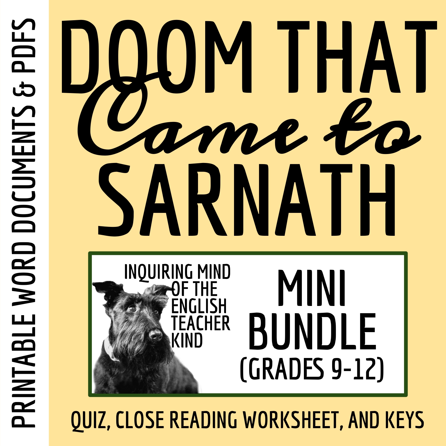 "The Doom that Came to Sarnath" by H.P. Lovecraft Quiz and Close Reading Bundle