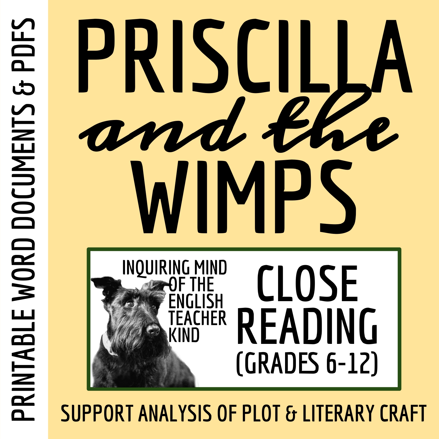 "Priscilla and the Wimps" by Richard Peck Close Reading Inference Worksheet