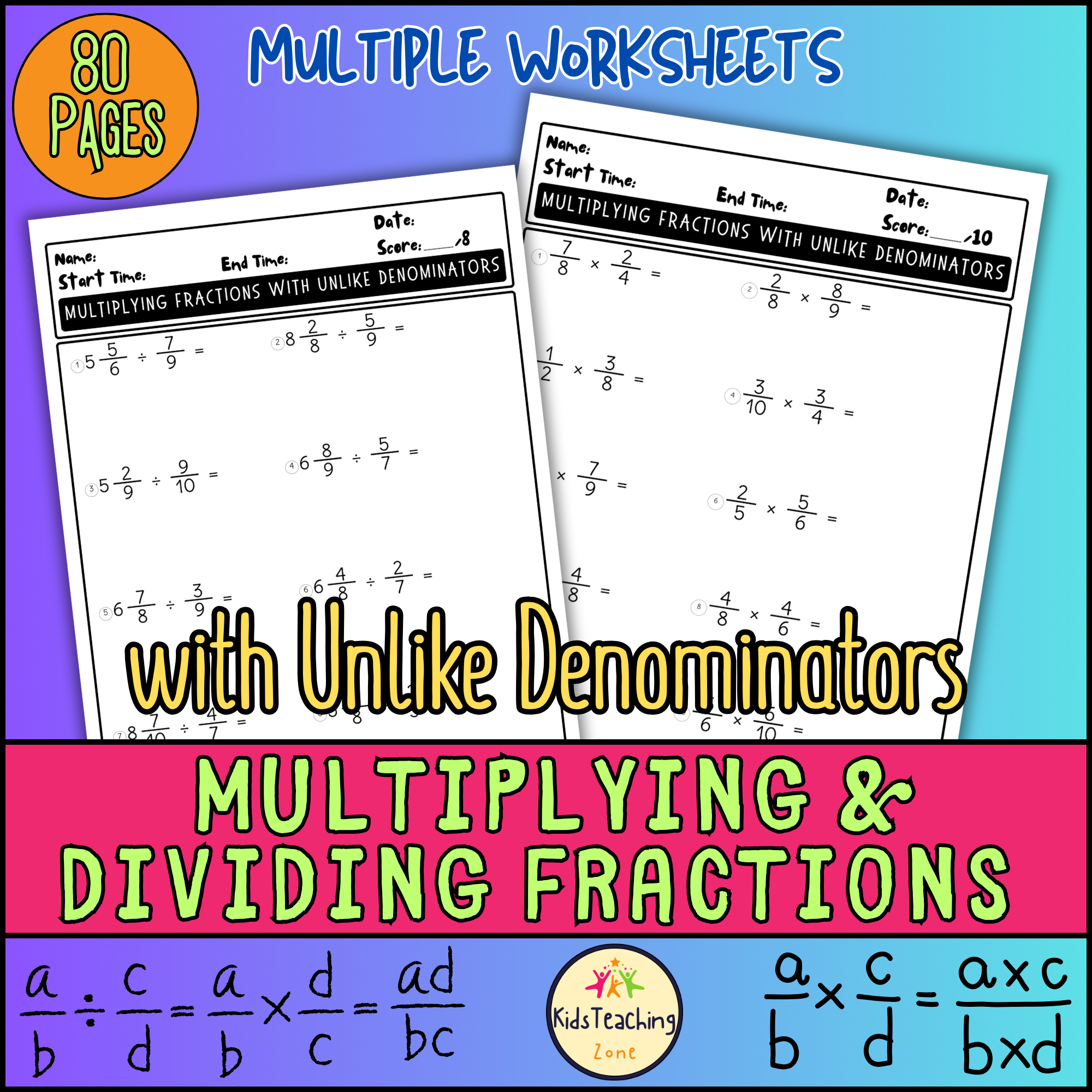 Multiplying and Dividing Fractions With Unlike Denominator