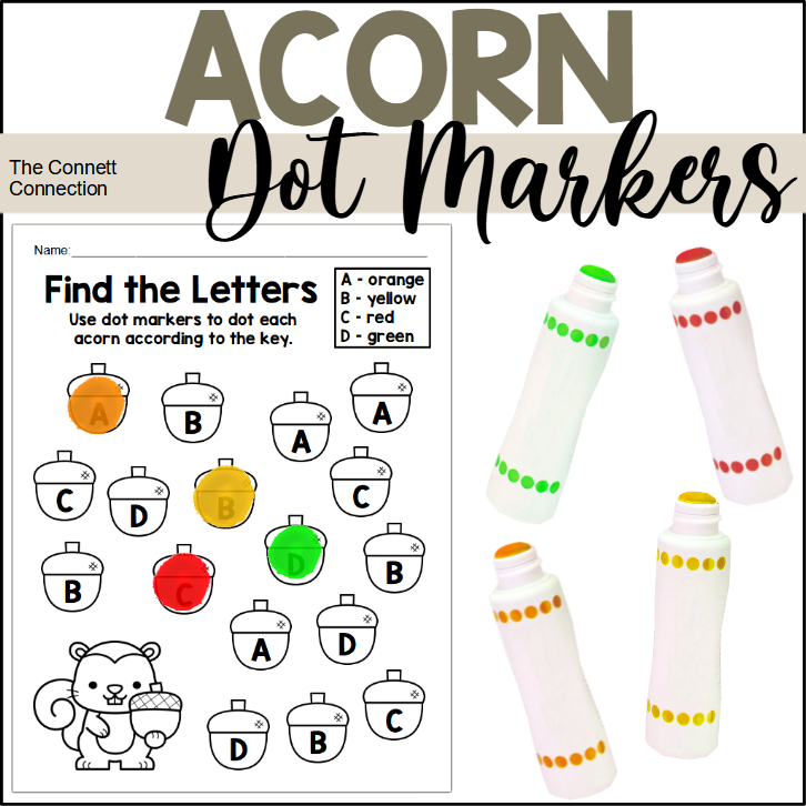 Acorn Dot Painting Alphabet Worksheets