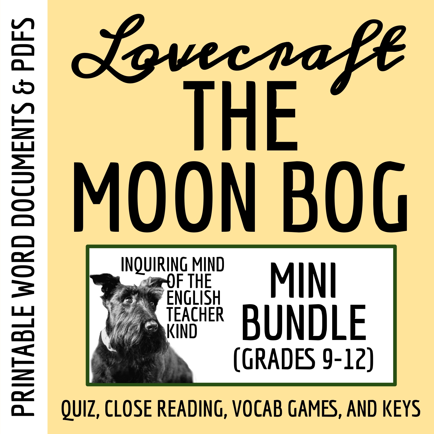 "The Moon Bog" by H.P. Lovecraft Quiz, Analysis Worksheet, and Vocabulary Games (Bundle)