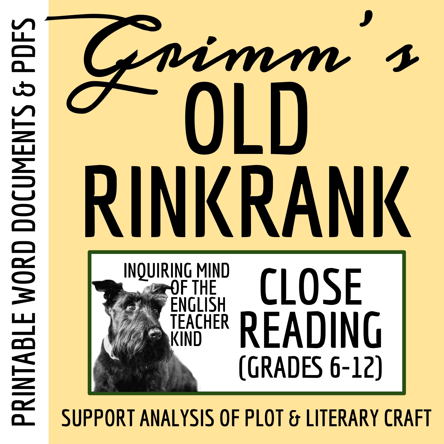 "Old Rinkrank" by the Brothers Grimm Close Reading Analysis Worksheet